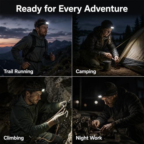 UMEGMBX Elastic Headlamp Strap Replacement, Black Headband for Headlamps Comfortable Non Slip Fit, Universal Head Lamp Band for Outdoor Sports Climbing Camping Cycling — view 5