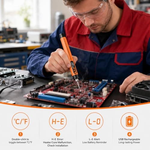 Cordless Soldering Iron with LCD, USB-C Rechargeable Pen 260-420°C — view 4