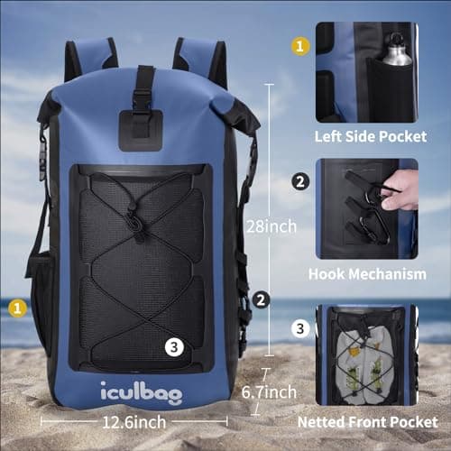 iculbag Waterproof Bags for Swimming Boarding Travel Kayaking 30L/40L Waterproof Dry Bag Backpack Rucksack Camping Gadgets Paddleboard Accessories — view 2