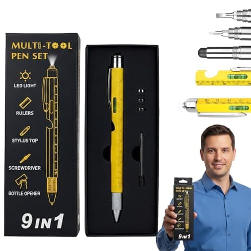 Tactical Pen - 2 Pack 9 in 1, LED Light, Screwdrivers & Phone Holder