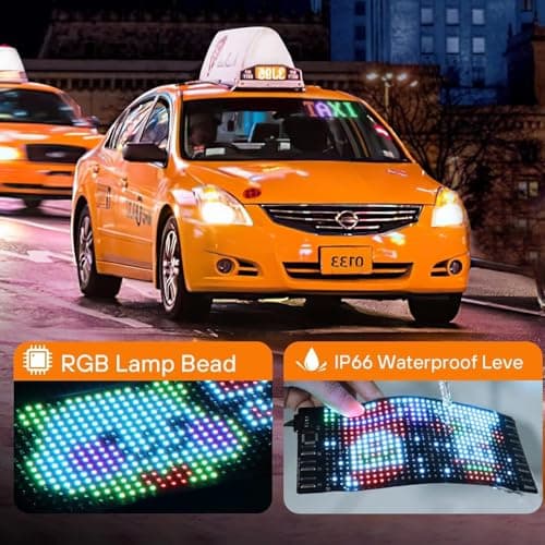 Programmable Car LED Flexible Display Sign – USB & App Controlled RGB Scrolling Text, Animations & Patterns – Bendable Thin Panel for Car Window, (black, 7.0 × 17.3 cm) — view 3