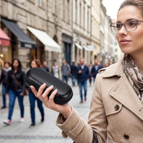 suction 2 PCS Double Glasses Case, Sunglasses Case Hard Shell, Protective Eyewear Storage, Compact Design for Travel, Durable Hard Shell Construction, Secure Dual Compartment Organisation — view 4