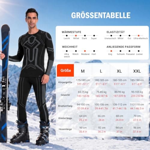 MEETWEE Men's Thermal Underwear Breathable Men's Thermal Functional Underwear Winter Ski Underwear Thermal Underwear Base Layer Ski Winter Sports, Grey (grey-1), L — view 6