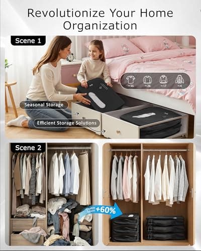 COOLIFE Vacuum Bags for Travel, TPU Vacuum Storage Bags Reusable Vacuum Compression Bags for Carry-on Baggage, Home Storage and Moving- Space Saver Vacuum Bags — view 2