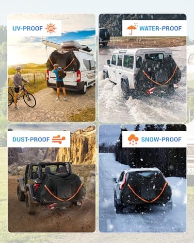 SUPAREE 2 Bikes Bicycle Cover Storage Outdoor Folding Bike Cover Waterproof Bike Covers for Transport 2 Bikes 420D Oxford Heavy Duty for Motorhome Car Hitch Travel Camping Transportation — view 6