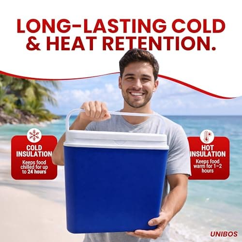 Unibos | 24L Insulated Cool Box – Lightweight Portable Ice Cooler With Handle & Lid – Durable Food-Grade Plastic – Keeps Food & Drinks Hot Or Cold – Ideal For Camping, BBQ, Travel, Outdoor (24L) — view 2