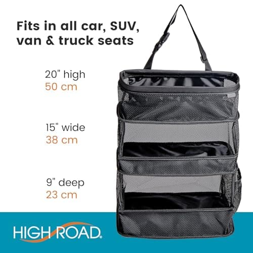 High Road CarCubby Car Storage Organizer - SUV Trunk Organizer, Passenger Seat Organizer or Back Seat Storage With 3 Easy-View Mesh Bins — view 6