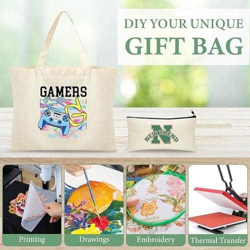 20 Pack Sublimation Blank Tote Bags, Large Canvas Tote Bag with Makeup Bag — view 4