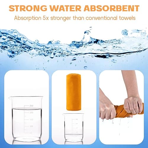 Sinand Microfibre towel 2 Pack |160x80cm+80x40cm| Ultra Lightweight Gym Towel, Quick Dry Microfiber Towels for Sports Travel Camping Beach Swimming (Orange) — view 4