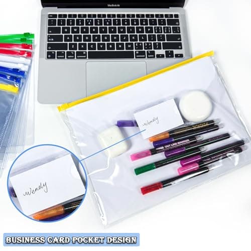 BIHIYII A4 Plastic Wallets 10Pcs, A4 Zip Wallets Document Folder, Storage Zip Lock Bags Paper File Folders Puzzle Bag for Stationary Office Supplies, Homework, Cosmetics, Travel Accessories — view 6
