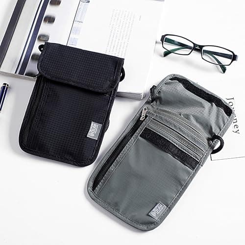 DOETYD Neck Pouches Neck Wallet for Women and Men, Secure Neck Wallet and Passport Holder RFID Blocking, Chest Bag for Travel Waterproof Hidden Anti-theft, Black — view 4