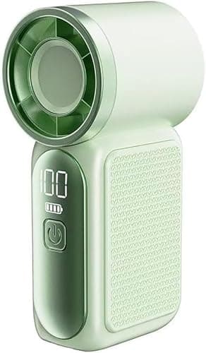 Pyltor 100 Speed Wind Digital Display Handheld Fan, 3000mAh Personal Pocket Fan,Blowing Device For Outdoor, Camping, Hiking, Travel, Compact & Ultra-Quiet Design, Strong Air (Green)