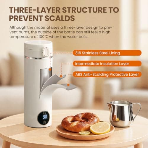 Wohlstand Electric Travel Kettle 500ml with Dual Power, 316 Stainless Steel — view 5