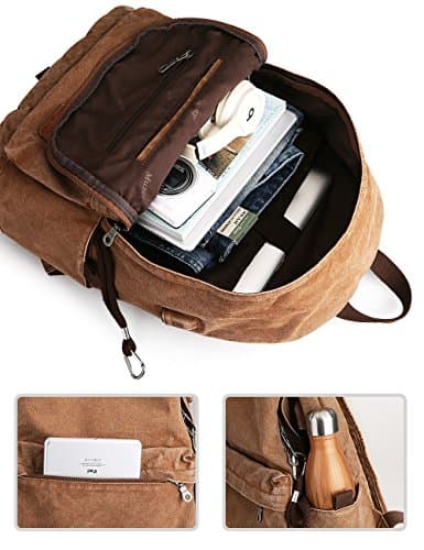 Muzee Canvas School Backpack with 15.6 inch Laptop for Men Women, Lightweight Anti-Theft Travel Daypack College Student Backpack Mit USB Charging Port — view 3