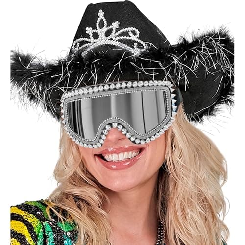 W WIDMANN MILANO Party Fashion - Mirrored ski goggles with studs and rhinestones, accessory carnival, fun goggles for après-ski party, festival — view 5