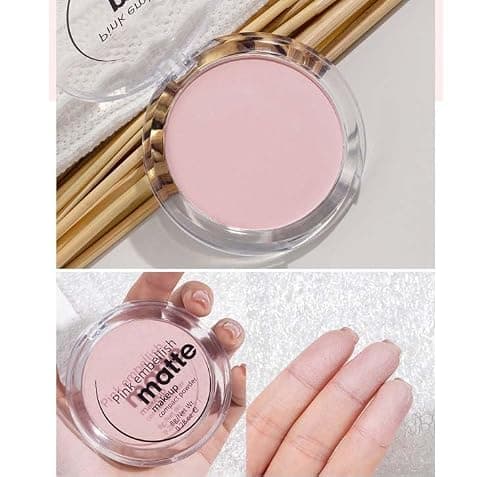 Pink Matte Makeup Compact Powder for Face Brightening & Setting - Lightweight Pressed Powder with Included Puff, Smooth Texture & Soft Matte Finish, 8g Travel-Friendly Case (Pink) — view 5