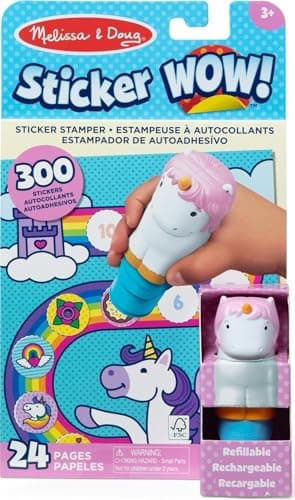 Melissa & Doug Sticker Wow Stamper & Activity Pad - Unicorn | Book for Children, Travel Toys for Kids | Age 3+ - FSC Certified
