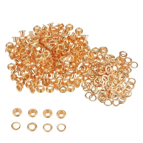 Trimming Shop 4mm Gold Brass Eyelets Grommets Washers 100pcs Leather Kit
