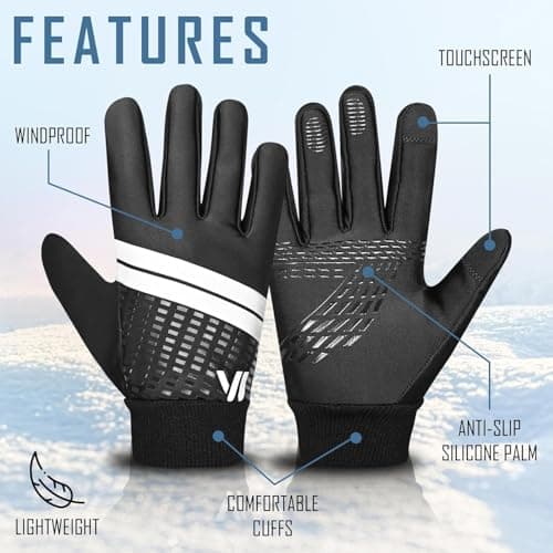 WESTWOOD FOX Kids Winter Gloves-Water-Resistant,Windproof & Thermal Insulated Mittens for Boys & Girls, Anti-Slip Grip,Touchscreen Compatible,Outdoor Running/Cycling/Snow/Ski (Black, L) — view 3