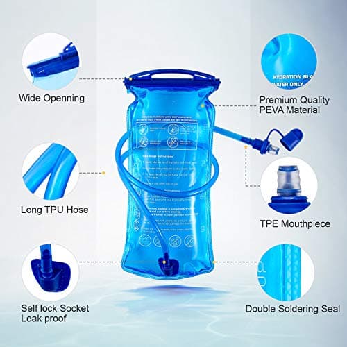 JOYHILL Hydration Bladder, 3 L 2 L 1.5 L Water Bladder BPA Free, 3 Liter Large Opening Water Reservoir, Leak Proof Military Water Storage Bladder Bag for Cycling Hiking Camping Biking Running (2L) — view 2