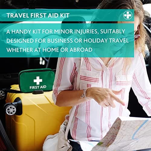 Reliance Medical - (REL416) Handy Travel First Aid Kit, Travel Pouch with, Bandages, Cotton Wool Balls, Gloves, Plasters, Safety Pins, Scissors, Slick Bag and Cleansing Wipes (Green) — view 4