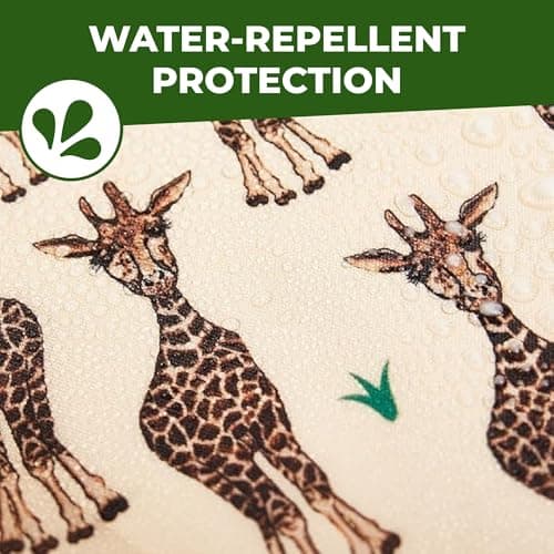 ECO CHIC Lightweight Foldable Reusable Shopping Bag Water Resistant Tote Bag (Giraffes Beige) — view 5