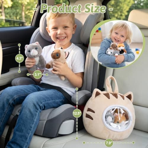OUOZZZ Cat Plush Teddy Set, Cat Toys for Kids with Carrier Bag & Mat — view 2