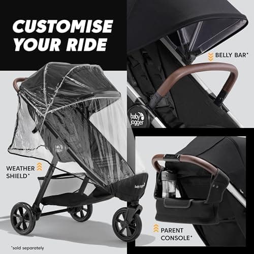 Baby Jogger City Mini GT3 Stroller | All-Terrain Pushchair | Lightweight, Foldable Travel Stroller | Rich Black — view 6