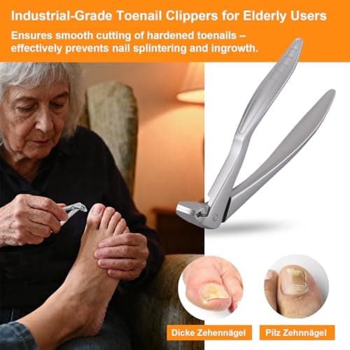 Sopolise Ergonomic Long Handle Nail Clippers for Seniors, Professional Stainless Steel Olecranon Toenail Clippers for Thick Nails, Heavy Duty Trimmer with Catcher (Large, Grey) — view 6