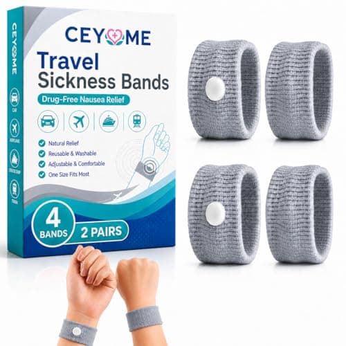 CEYOME Travel Sickness Bands, 2 Pairs Grey Motion Sickness Bands