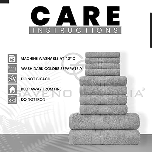 GC GAVENO CAVAILIA Soft 100% Cotton 10 Piece Towel Bale Set, Silver — view 5