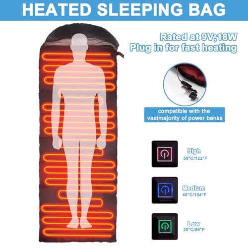 Heated Sleeping Bags for Adults Camping Cold Weather, 95–149°F for 4-Season — view 5
