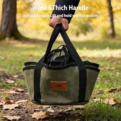 Campingmoon 10 In Dutch Oven Bag, Heavy Duty Canvas Camping Storage Bag with Drawstring, Portable Cookware Organizer for Cast Iron Pot, Anti-Scratch Protection for Camping Picnic — view 4