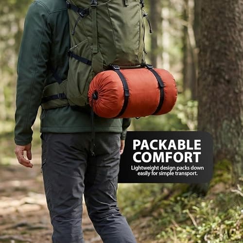 ZENO Sleeping Bag Red | Sleeping Bags For Adults | Waterproof & Lightweight | 4 Season Sleeping Bag | Includes Lightweight Carry Bag | Ideal For Cold & Warm Weather | Comfort Padded — view 6