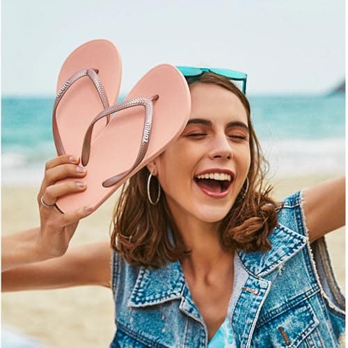 JaYouhe Womens Quick-Dry Flip Flops with Non-Slip Sole & Comfort Cushioning | Water-Resistant Beach Pool Shoes for Women, Lightweight Summer Sandals for Outdoor Swimming, Hiking, Travel — view 2