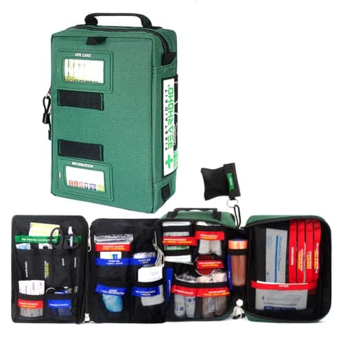 255PCs Pro First Aid Kit Emergency Survival Trauma Kit Medical Kit with Labeled Compartments for Boat Car Truck Camping Hiking Travel & Backpacking