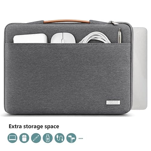 TECOOL 16 Inch Laptop Case Bag Waterproof Laptop Sleeve 16 Inch,Dark Grey — view 4