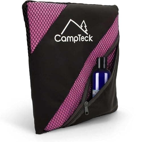 CampTeck U7304 Large (180x80cm) Lightweight and Compact Quick Dry Microfiber Travel Towel for Sports, Gym, Beach, Swimming, Yoga, Camping - Pink — view 3