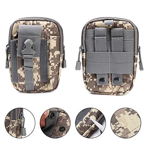 flintronic Tactical Waist Bags, Universal Outdoor Waist Bag | Molle EDC Pouch + Outdoor Hook | Utility Gadget Waist Bag with Cell Phone Holster for Sports, Hiking, Camping, Traveling (ACU Camouflage) — view 5