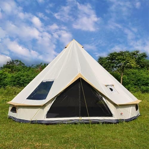 10 Person Bell Tent With Stove Jack 4 Season Glamping Tent Waterproof Canvas Style Camping Tent For Outdoor Parties Festivals And Family Camping — view 5