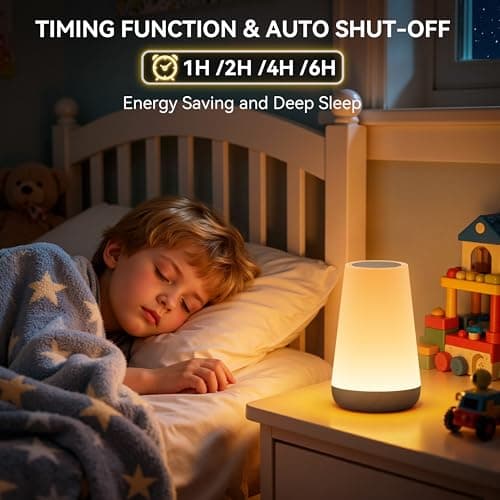 Auxmir Night Light, Rechargeable Touch Bedside Table Lamp, RGB, Dark Brown — view 5