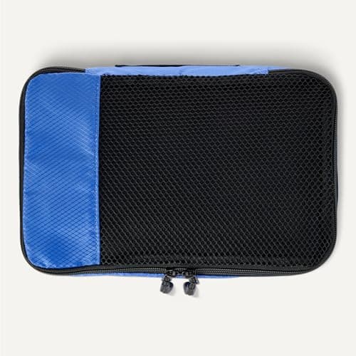 Amazon Essentials 4-Piece Packing Cubes Travel Accessories Set, Luggage Organiser with Double Zip, Mesh Top, Polyester, Small/Medium/Large/Slim, Blue (Previously Amazon Basics) — view 5