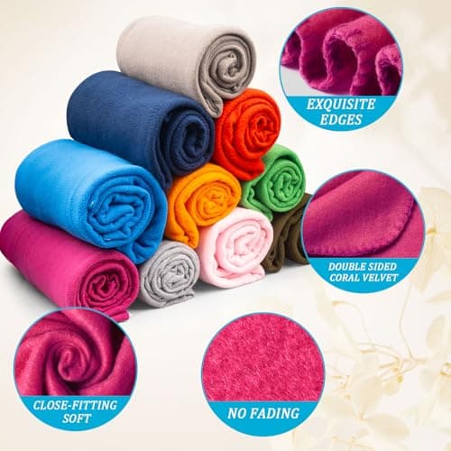 10 Pack Fleece Blankets Bulk, Soft Cosy Fluffy Throw for Sofa, 127 x 152 cm — view 4