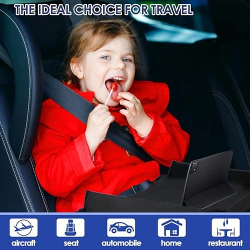 Kids Travel Tray | Road Trip Travel Tray For Kids Car Seat - Carseat Table With Adjustable Straps Lap Desk Organizer With Pockets Must Have -For Airplane Truck Camping — view 2