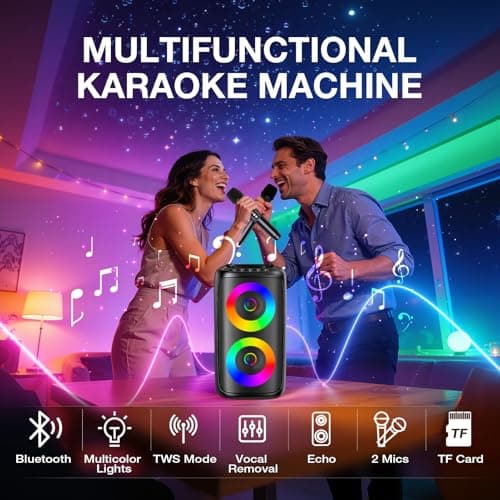 Karaoke Machine 2 Microphones for Adults & Kids,Bluetooth Speaker — view 2