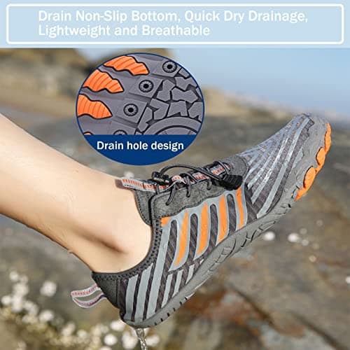 Mateju Water Shoes Mens Womens Summer Aqua Shoes Barefoot Quick Dry Lightweight Durable Sports Water Shoes for Beach Outdoor Swim Surf Walking Yoga Diving Boating Grey — view 3