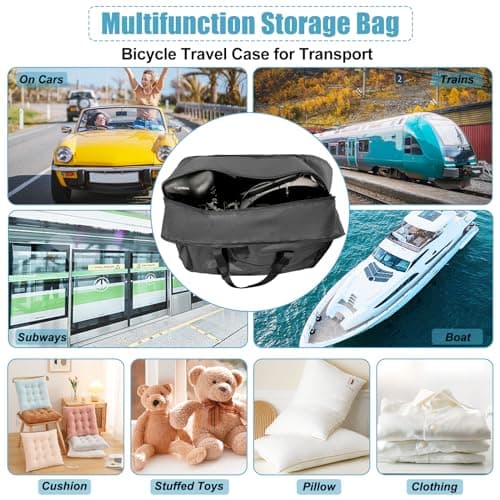 Bicycle Transport Bag, Waterproof, Durable 900D Carry Case for 20 Inch Bag, Folding Bike, Universal Folding Bicycle Transport Storage Bag with Strong Strap for Folding Wheels, Outdoor Bicycle Storage — view 3