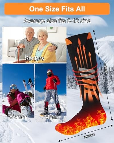 Heated Socks for Men Women with 2 Rechargeable 6000mAh Batteries, Last 8 Hours, Electric Heated Socks with 4 Temperature Settings,Ideal for Skiing, Camping, Hiking — view 4