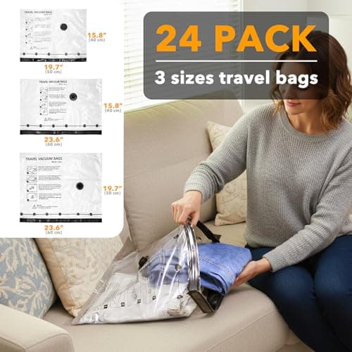 SpaceAid Vacuum Bags for Travel with Cordless Electric Pump, 24 Pack — view 4