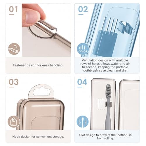 SynHHergyx 2Pcs Travel Toothbrush Holder Case Travelling Tooth Brush Holder Case Blue Brown — view 2